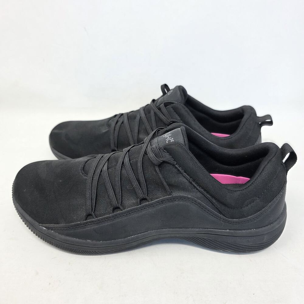 RYKA FATE Shoes Women Size 9W Black Camo Knit Bungee Sneakers Slip On Black Sole